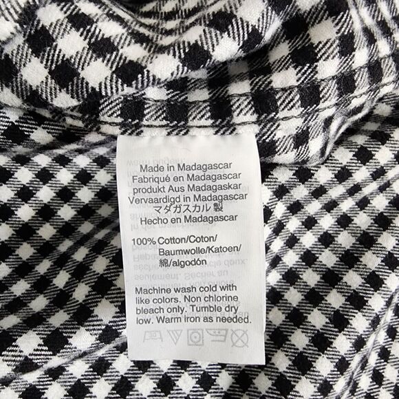J Crew Mercantile Shirt Jacket Size Medium Black Plaid Gingham Flannel Pullover - Picture 9 of 10